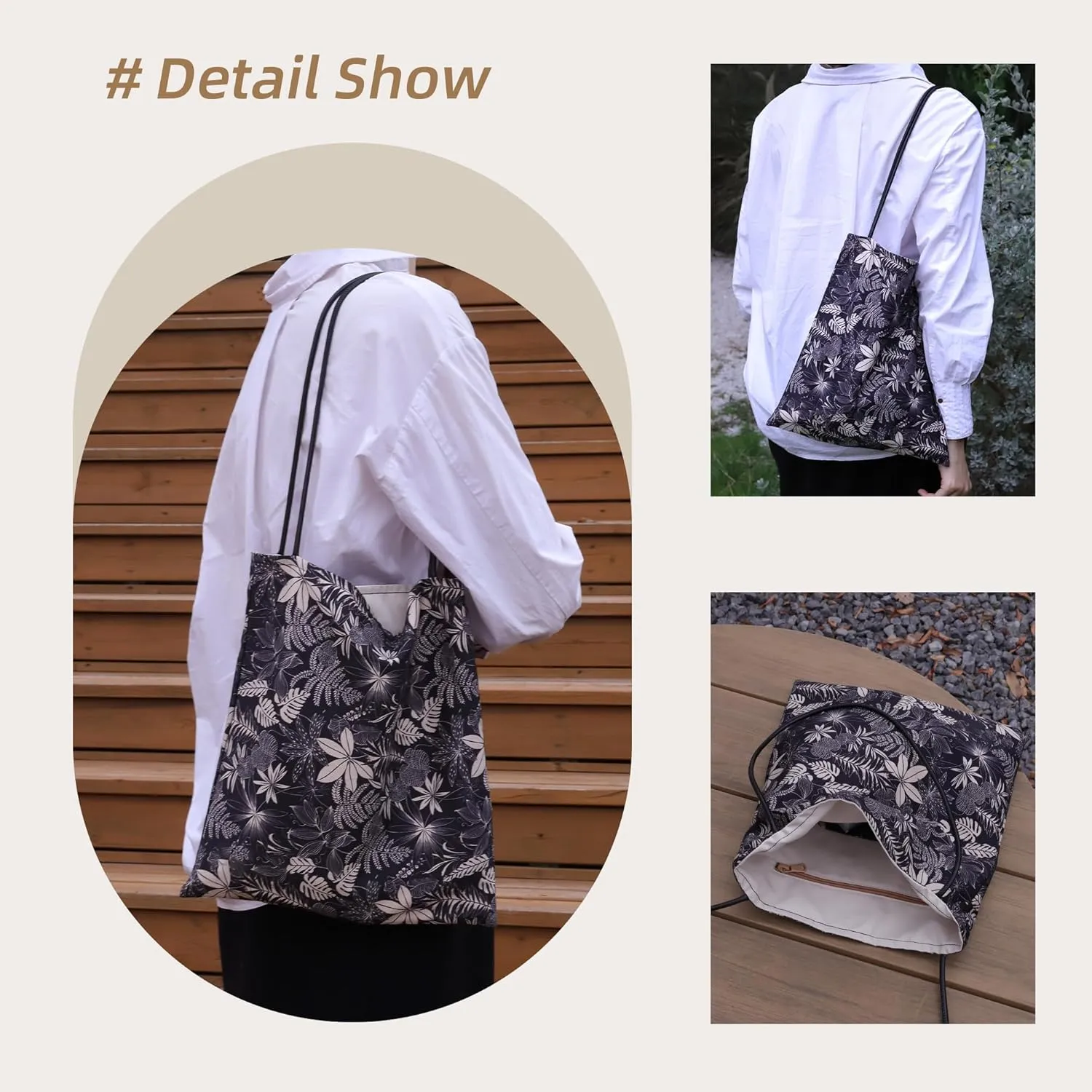 Rayon Hobo Bags for Women,Patterned Tote Bag,Large Capacity Shoulder Handbags with Inner Pockets