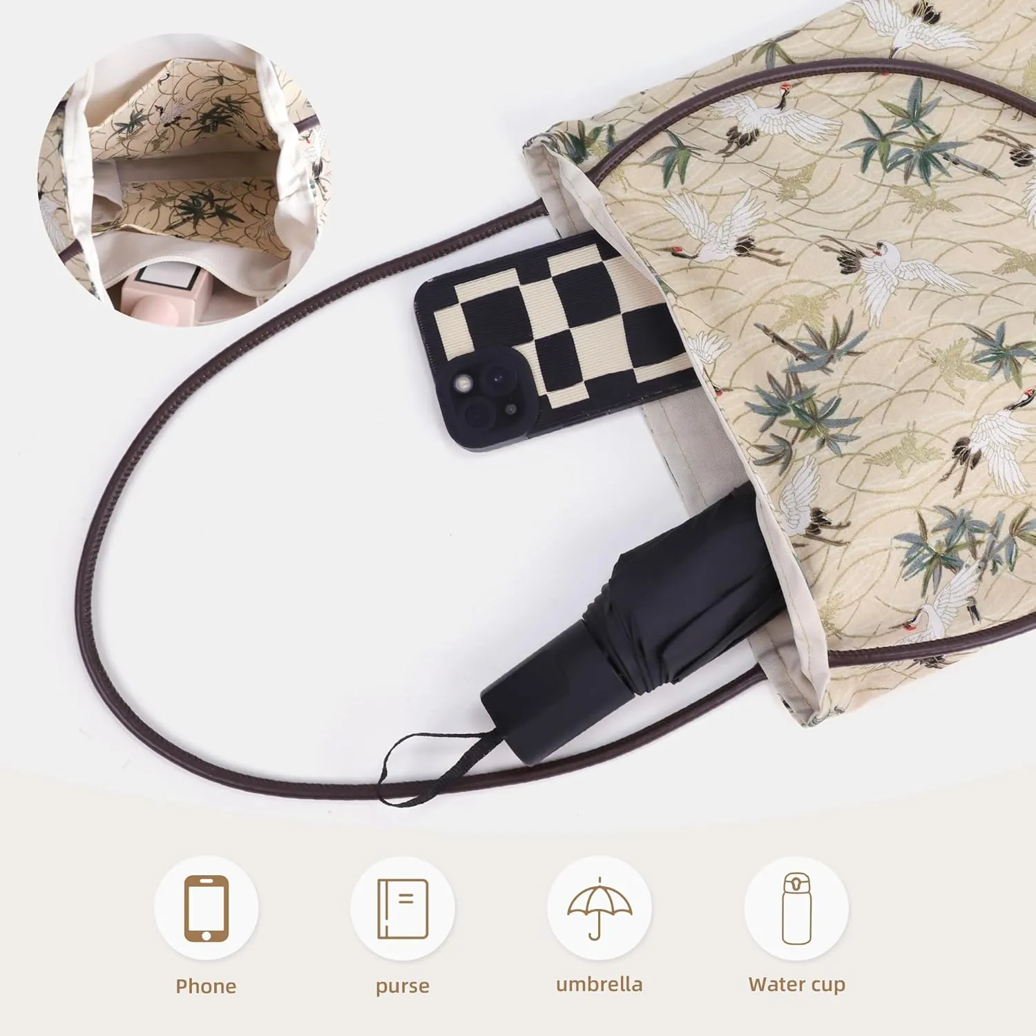 Rayon Hobo Bags for Women,Patterned Tote Bag,Large Capacity Shoulder Handbags with Inner Pockets