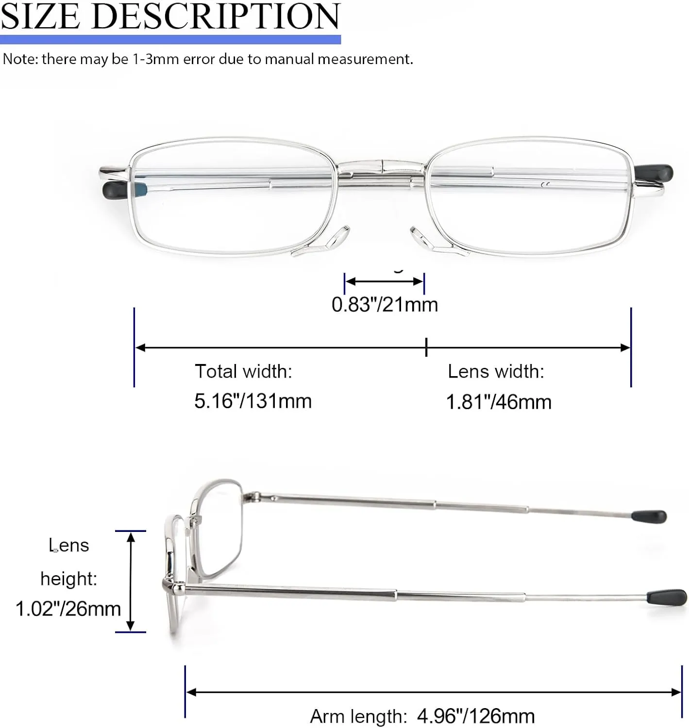 REAVEE 3 Pack Folding Reading Glasses with Keychain Compact Bags for Women Men, Blue Light Blocking Spring Hinge Portable Pocket Readers, Black Gold and Silver 1.0