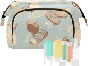 Rectangular Quilted Cosmetic Bag Spacious Travel Makeup Organizer Puffy Padding
