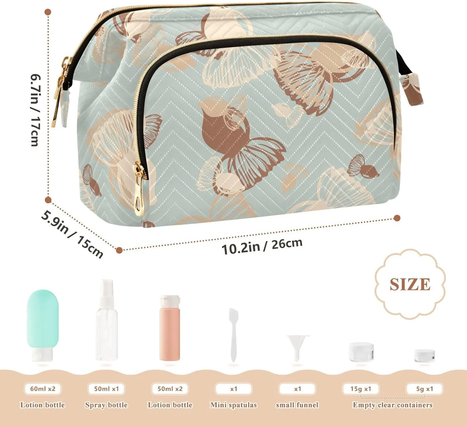 Rectangular Quilted Cosmetic Bag Spacious Travel Makeup Organizer Puffy Padding