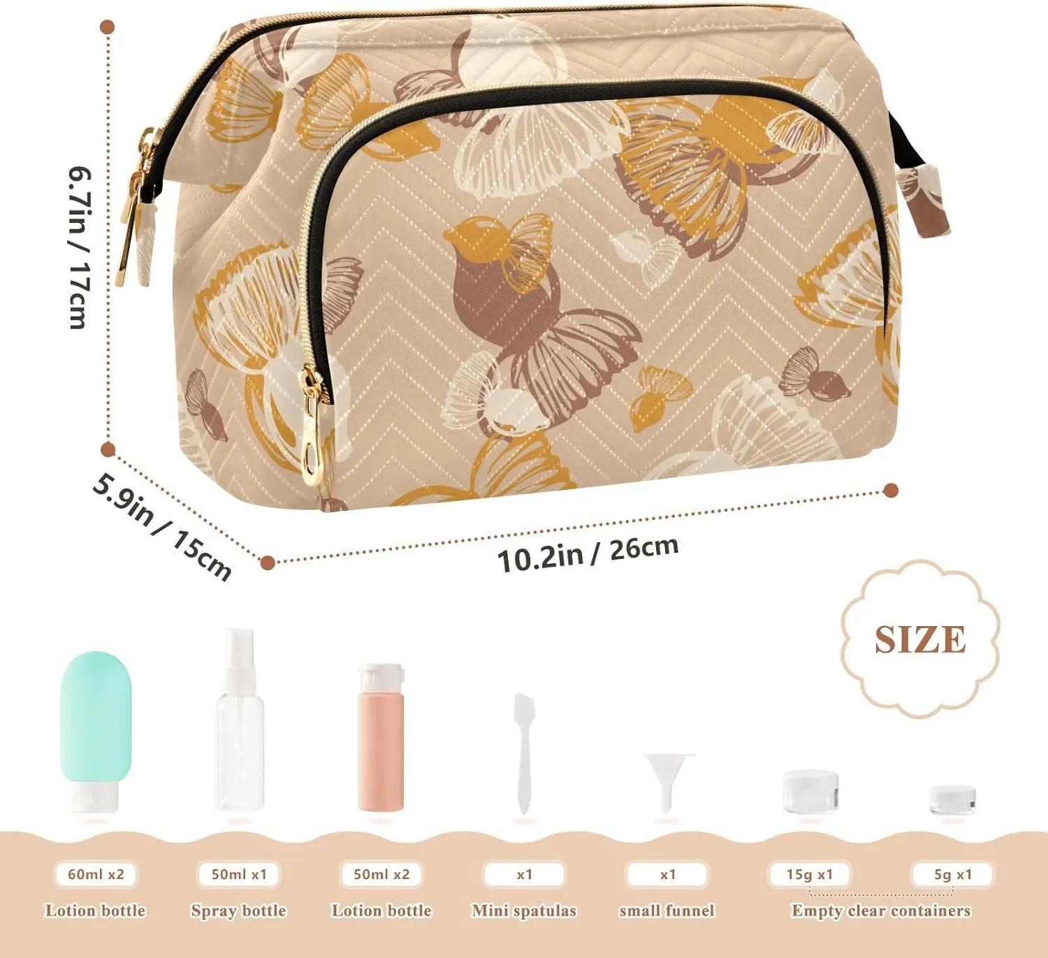 Rectangular Quilted Cosmetic Bag Spacious Travel Makeup Organizer Puffy Padding