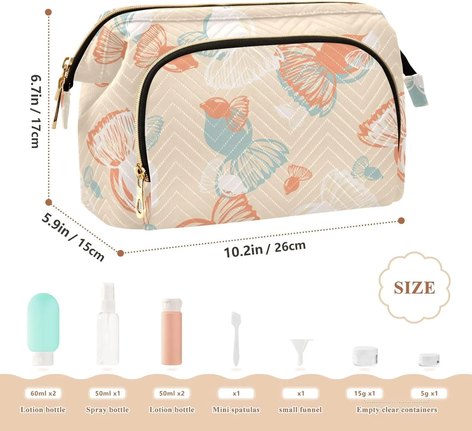 Rectangular Quilted Cosmetic Bag Spacious Travel Makeup Organizer Puffy Padding