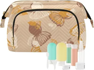 Rectangular Quilted Cosmetic Bag Spacious Travel Makeup Organizer Puffy Padding