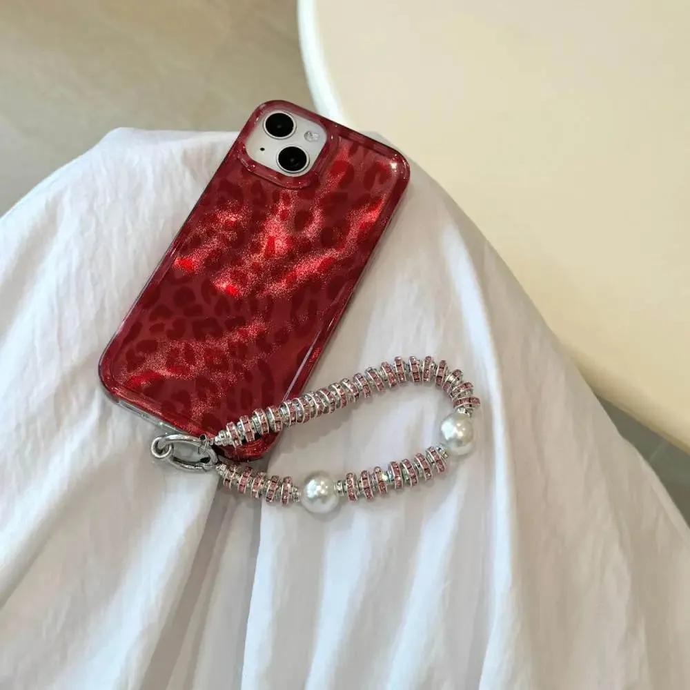 Red Luxe Leopard Case with Pendant Charm
