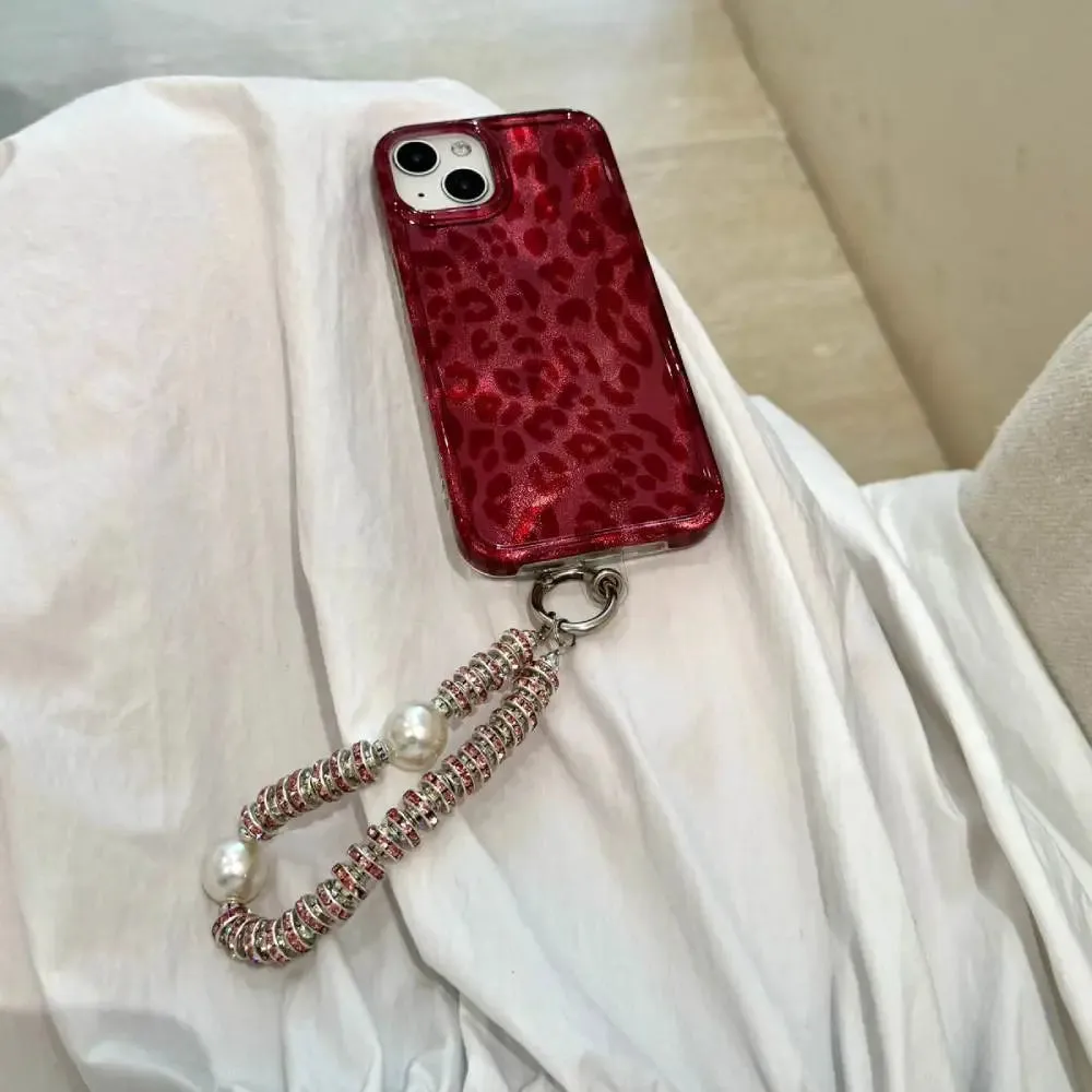 Red Luxe Leopard Case with Pendant Charm