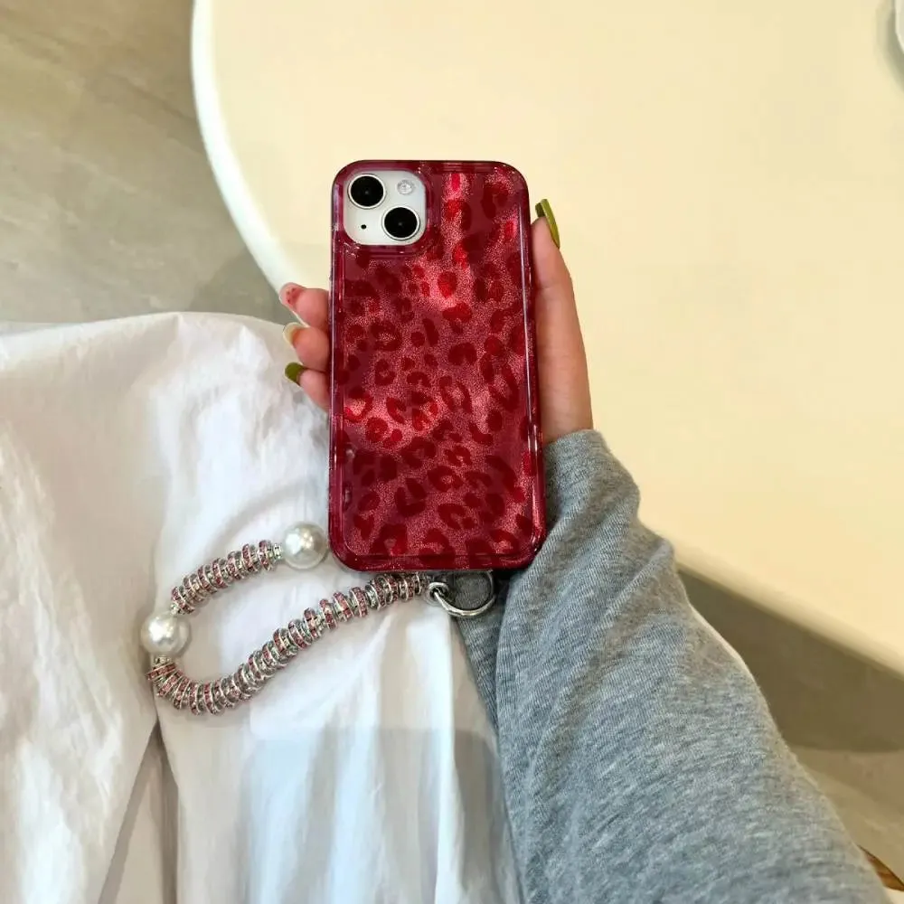 Red Luxe Leopard Case with Pendant Charm