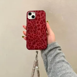 Red Luxe Leopard Case with Pendant Charm