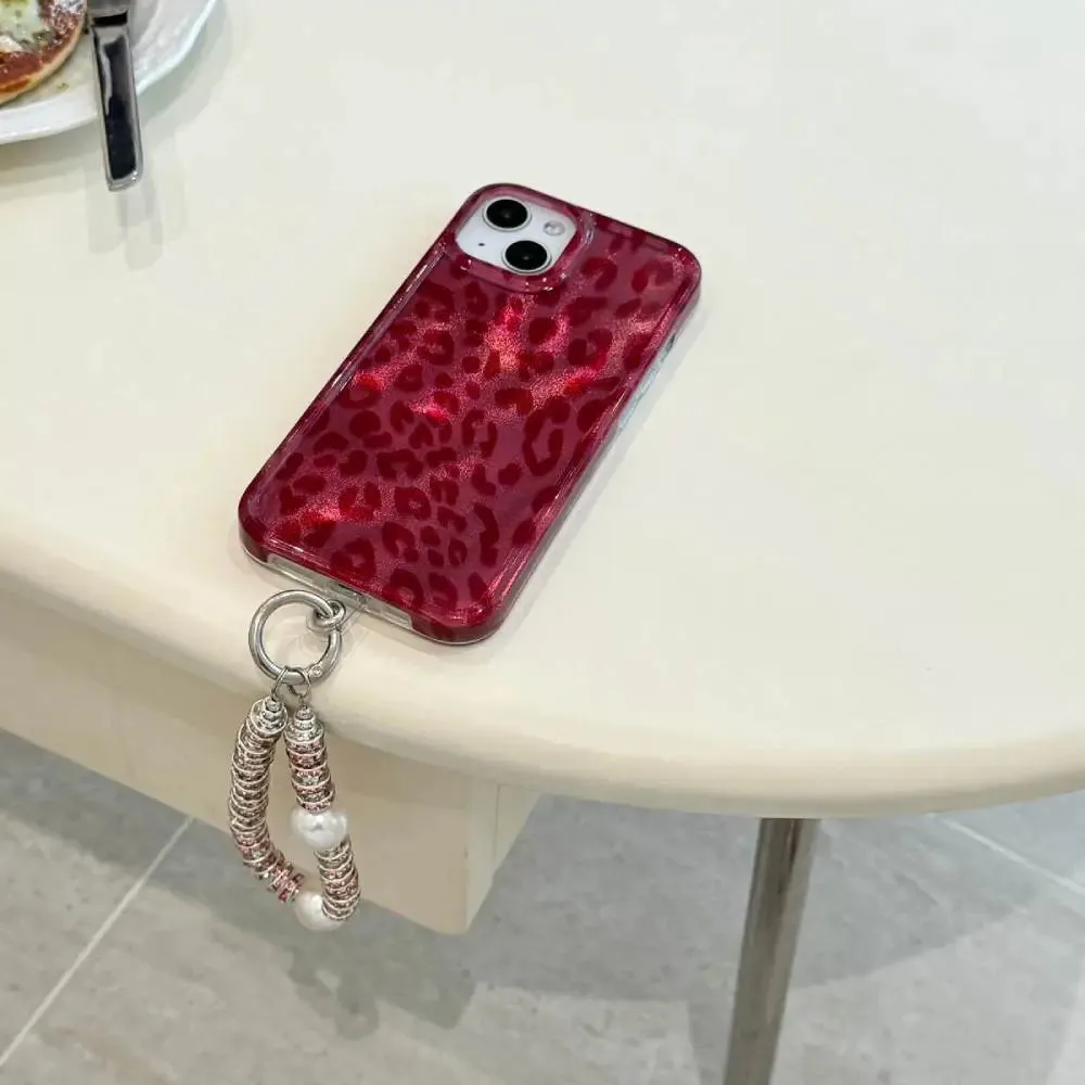 Red Luxe Leopard Case with Pendant Charm