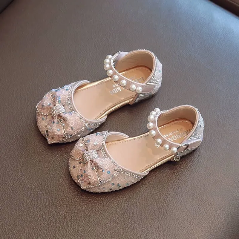 Retro Embellished Bow Shoes