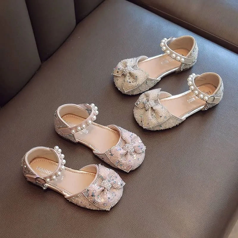 Retro Embellished Bow Shoes