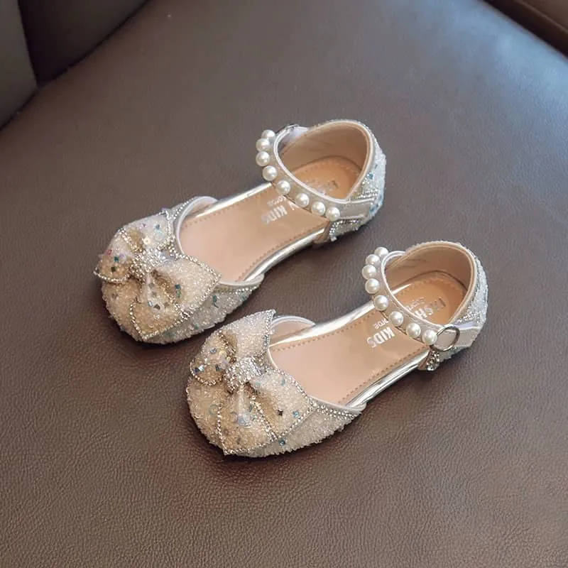 Retro Embellished Bow Shoes