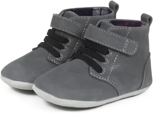 Robeez Baby Boys First Kicks, Thiago Charcoal Leather, 3-6 Months