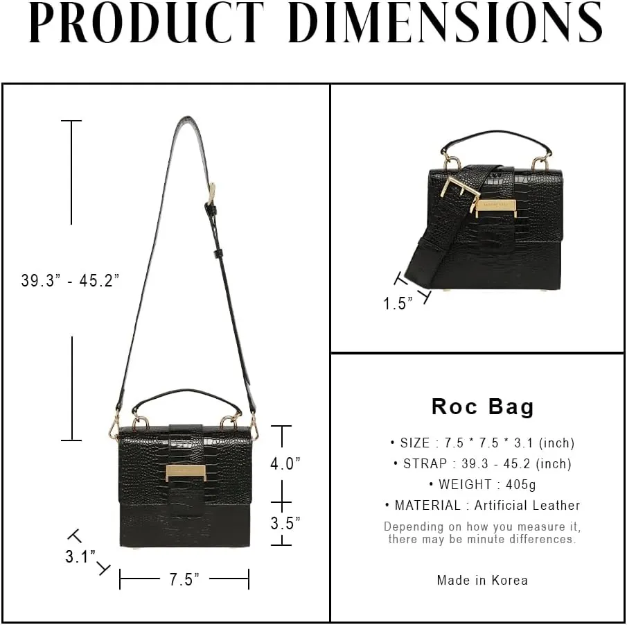 Roc Bag Medium Woman HandBags Cross and Shoulder Bag, Crocodile Texture