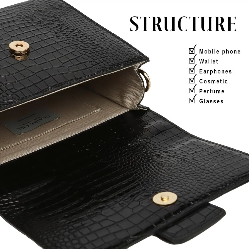 Roc Bag Medium Woman HandBags Cross and Shoulder Bag, Crocodile Texture
