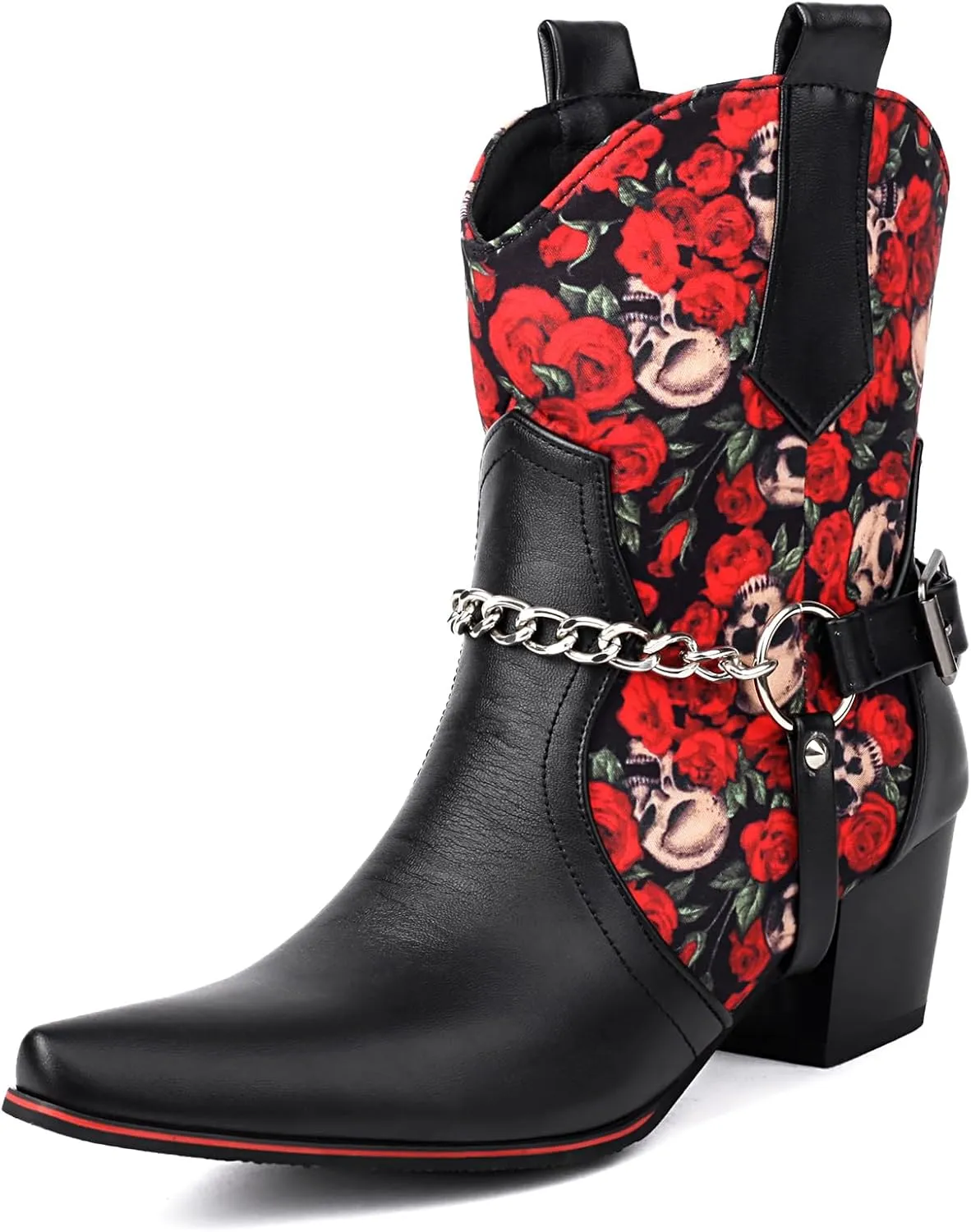 Roimaash Women Embroidered Floral Cowgirl Boots Mid High Fashion Cowboy Boots