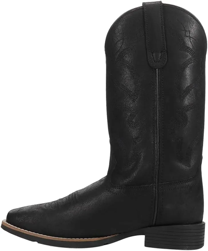 ROPER Mens Monterey Embroidered Square Toe Pull On Casual Boots Mid Calf - Black