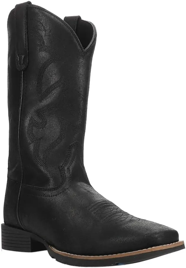ROPER Mens Monterey Embroidered Square Toe Pull On Casual Boots Mid Calf - Black