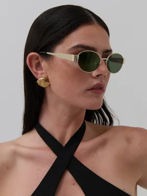 Round Metal Oval Sunglasses in Green