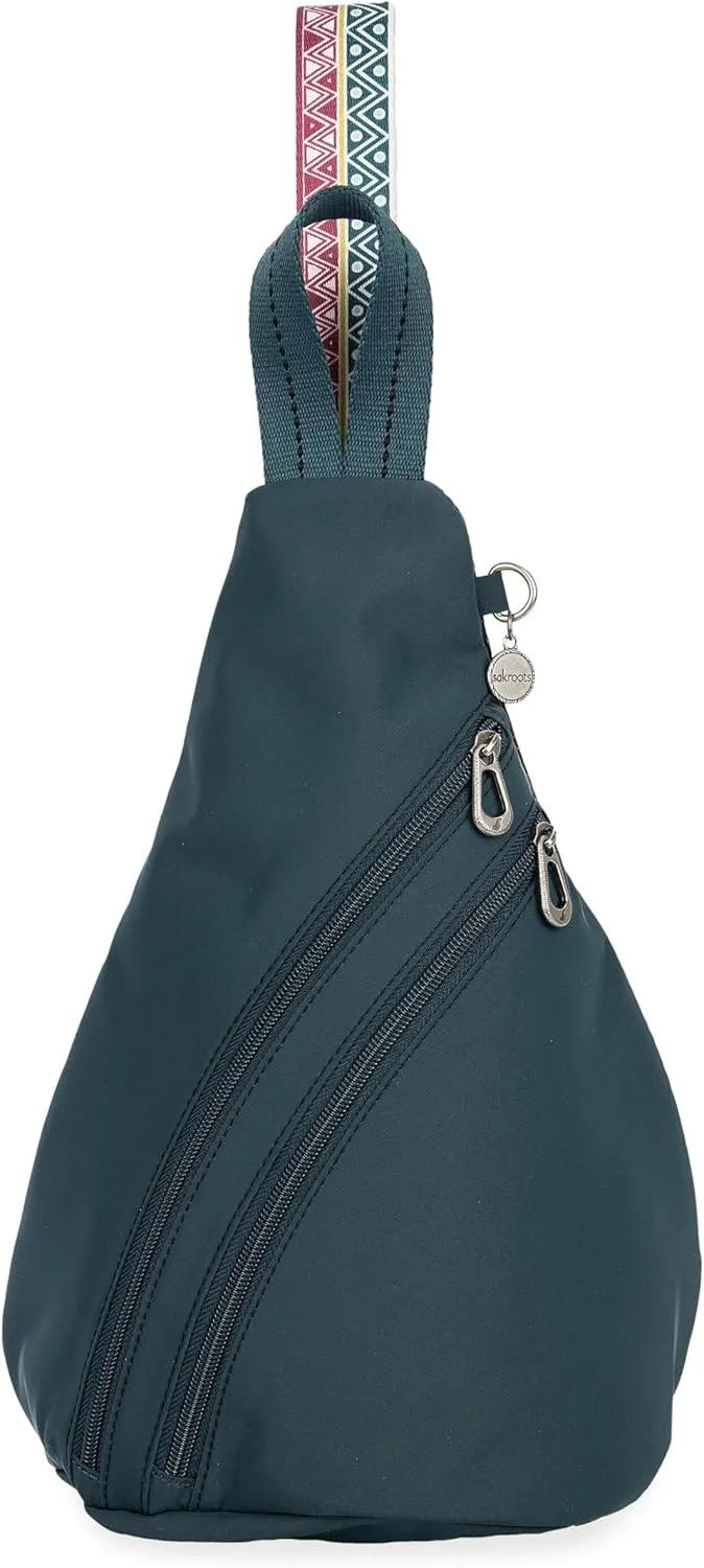 Sakroots On The Go Sling Backpack in Eco Twill, Adjustable Sling Strap, Marine