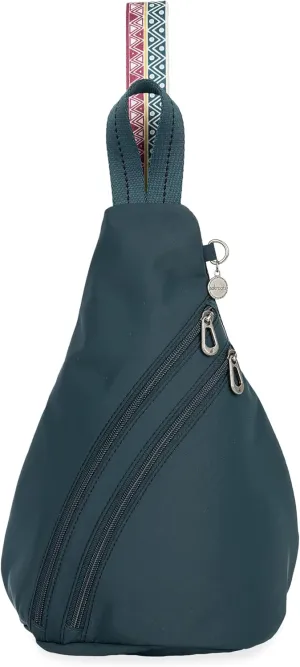Sakroots On The Go Sling Backpack in Eco Twill, Adjustable Sling Strap, Marine