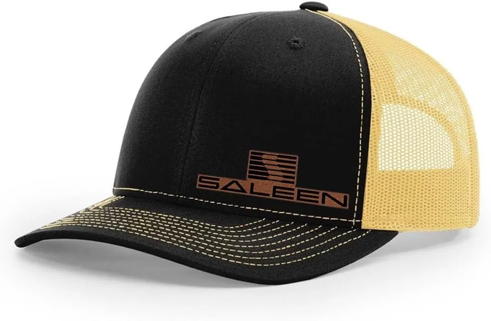 Saleen Performance Automotive Logo Laser Engraved Leather Patch Richardson 112 Snapback Trucker Hat Cap