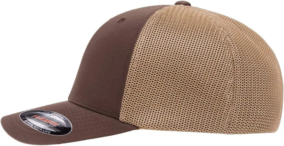 Saleen Performance Automotive Side Logo Laser Engraved Leather Patch Flexfit 6511 Trucker Mesh Fitted Cap