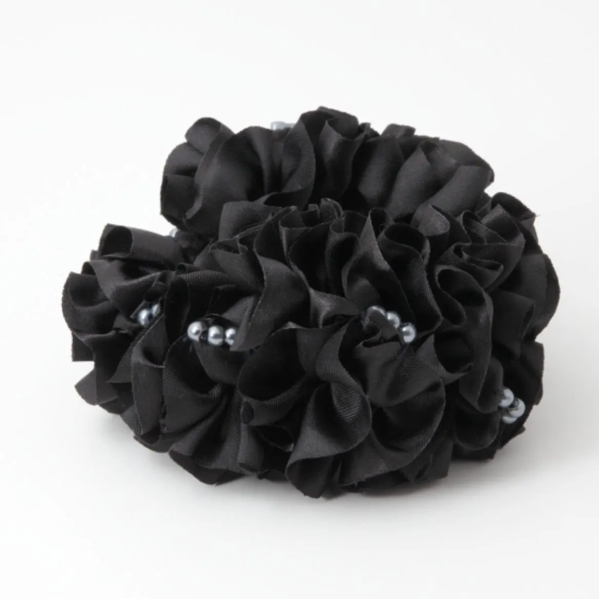 satin fabric ruffle wave scrunchies elastic hair tie ponytail holder scrunchie