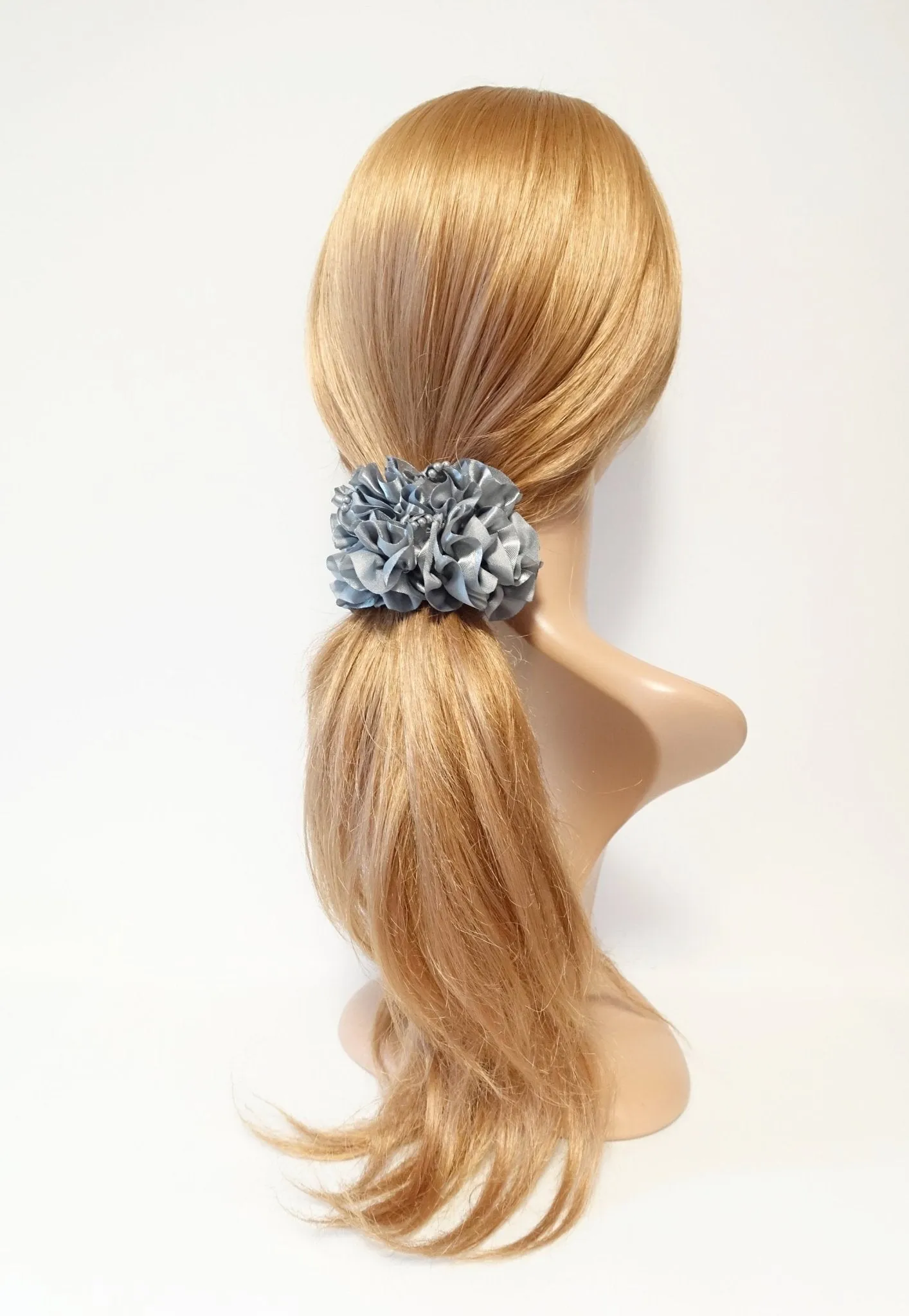 satin fabric ruffle wave scrunchies elastic hair tie ponytail holder scrunchie