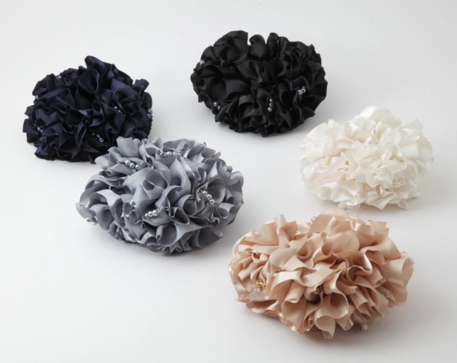 satin fabric ruffle wave scrunchies elastic hair tie ponytail holder scrunchie