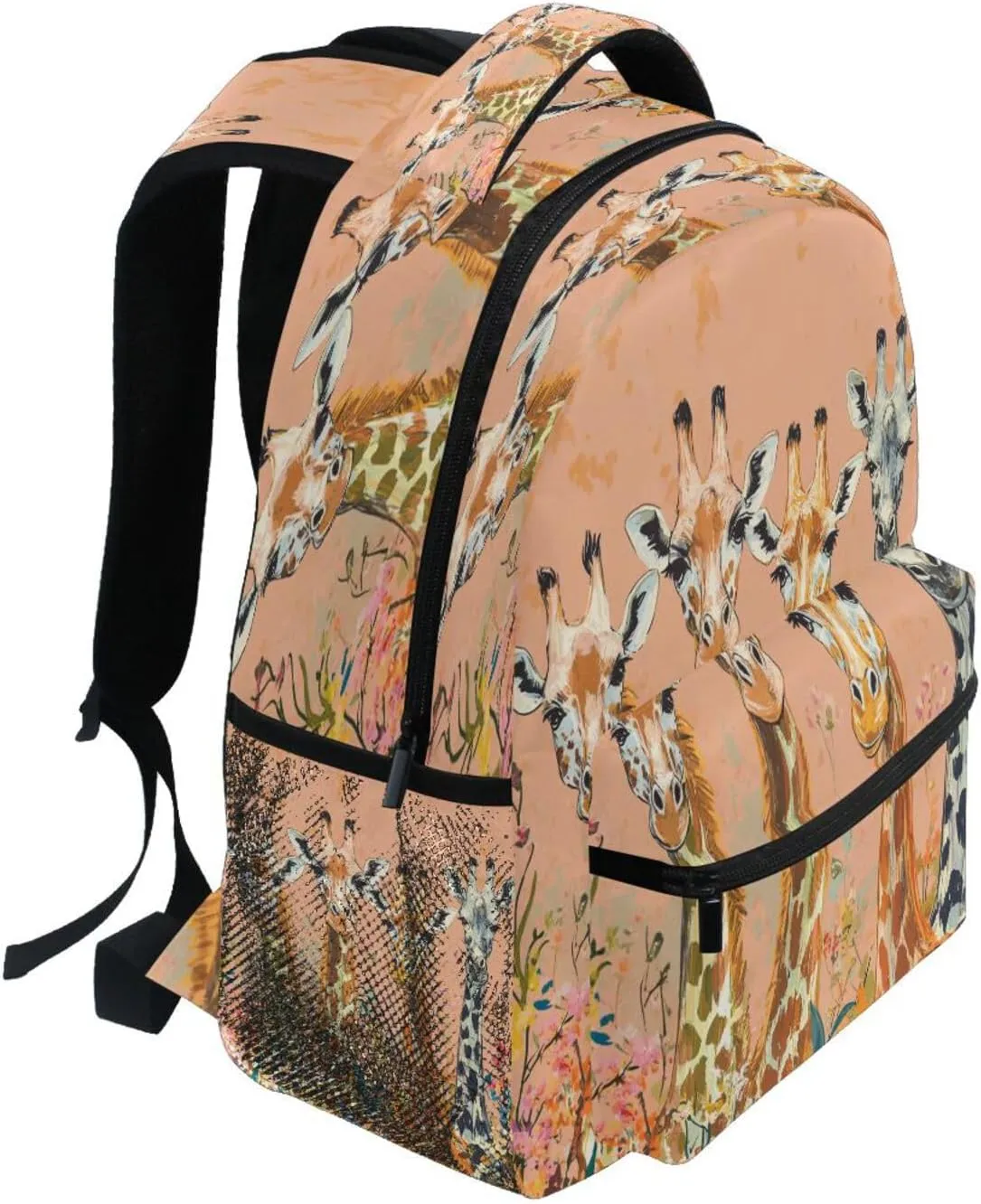 School Backpack for Men and Women Fashion Travel Laptop Backpack with Chest Strap Gift Men & Women Chic Giraffe Peach