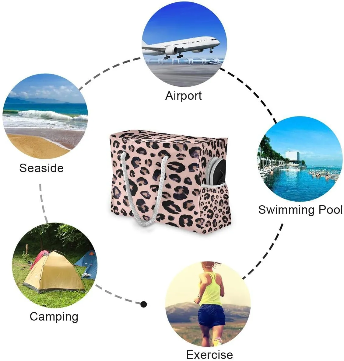 senya Women Large Beach Bag Group Of Many African Animals Travel Tote Bags for Gym Sport Shoulder Bag