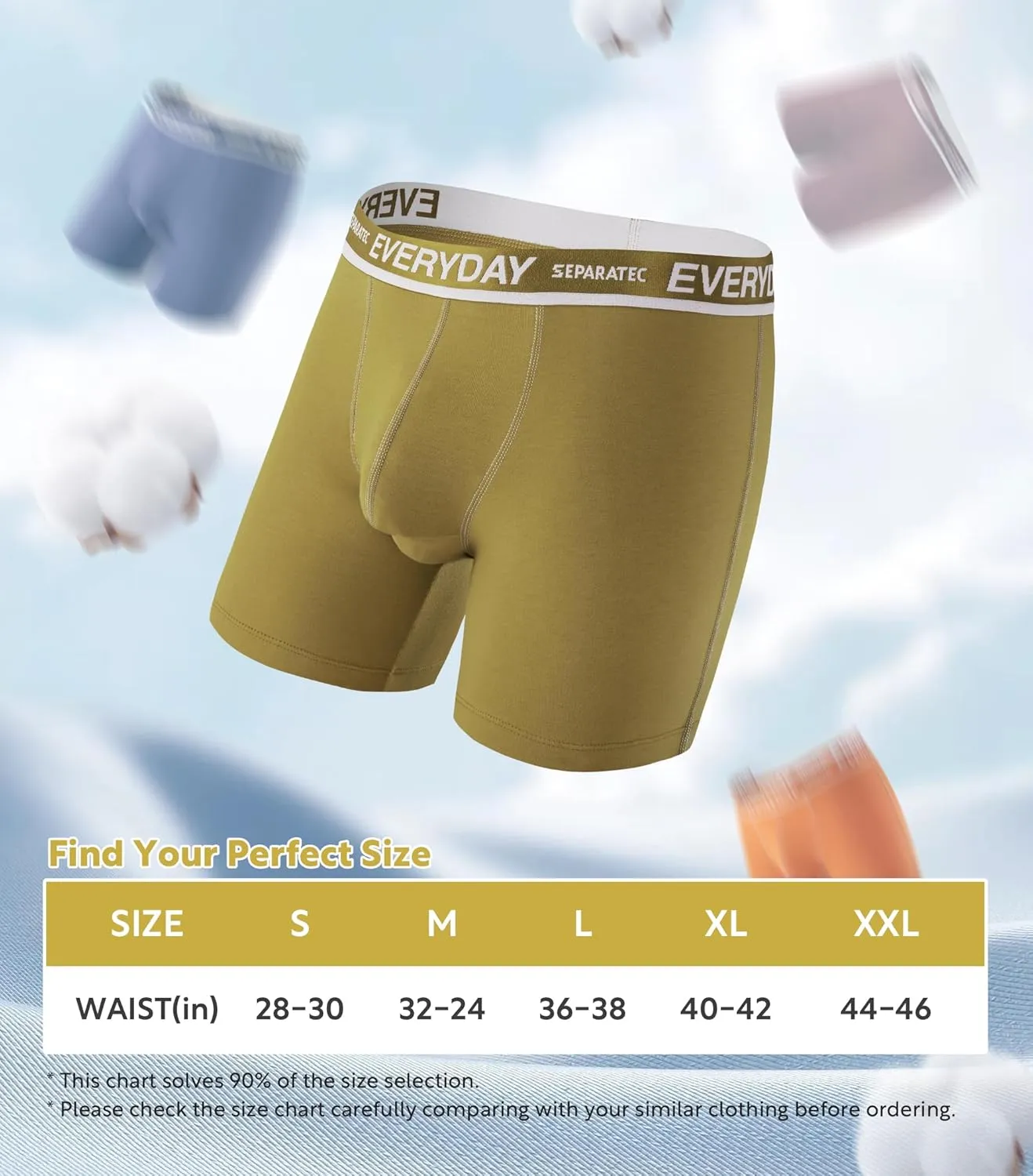 Separatec Cotton Dual Pouch Men's Underwear Comfortable Soft Breathable Everyday Boxer Briefs for men 7 Pack