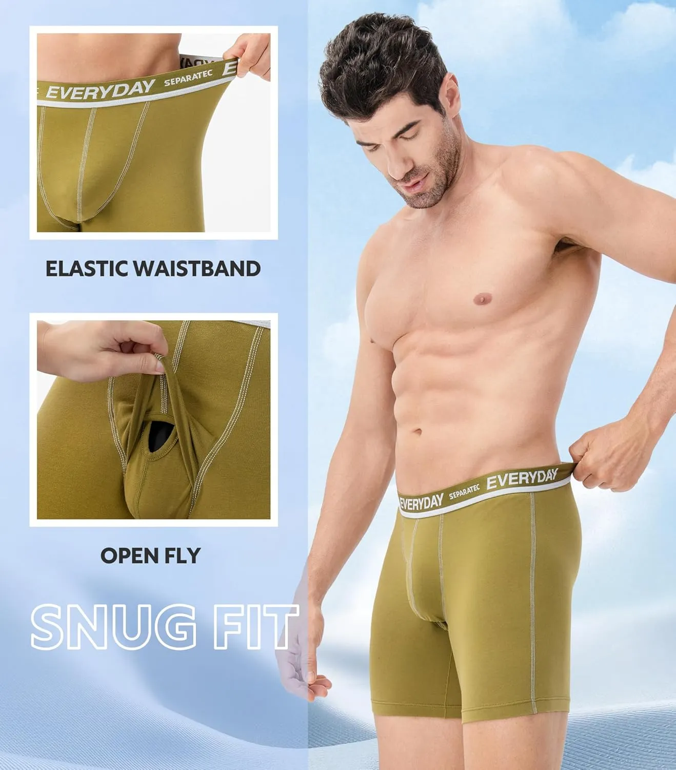 Separatec Cotton Dual Pouch Men's Underwear Comfortable Soft Breathable Everyday Boxer Briefs for men 7 Pack