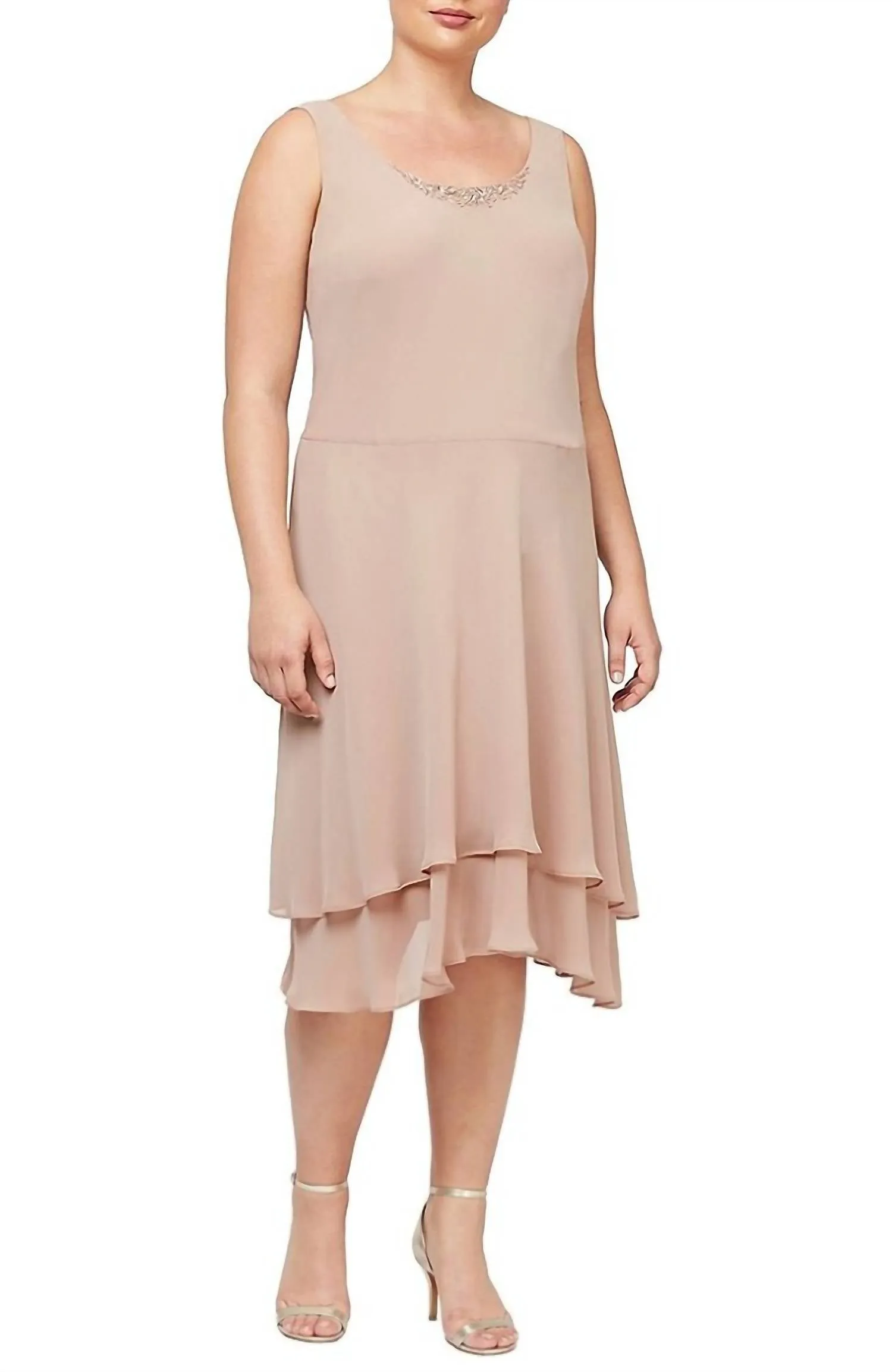 Sequin Shoulder Tiered Jacket Dress