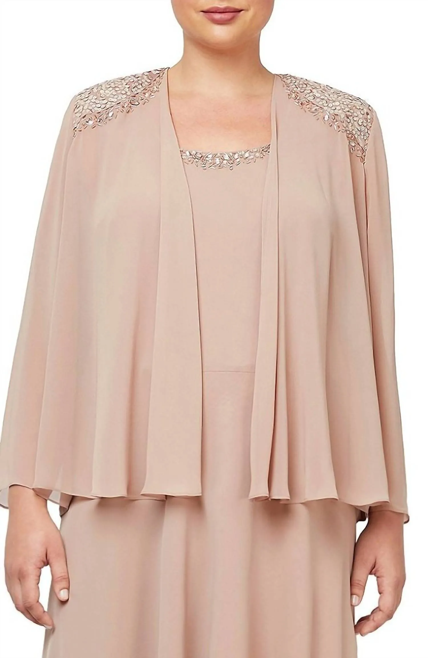 Sequin Shoulder Tiered Jacket Dress