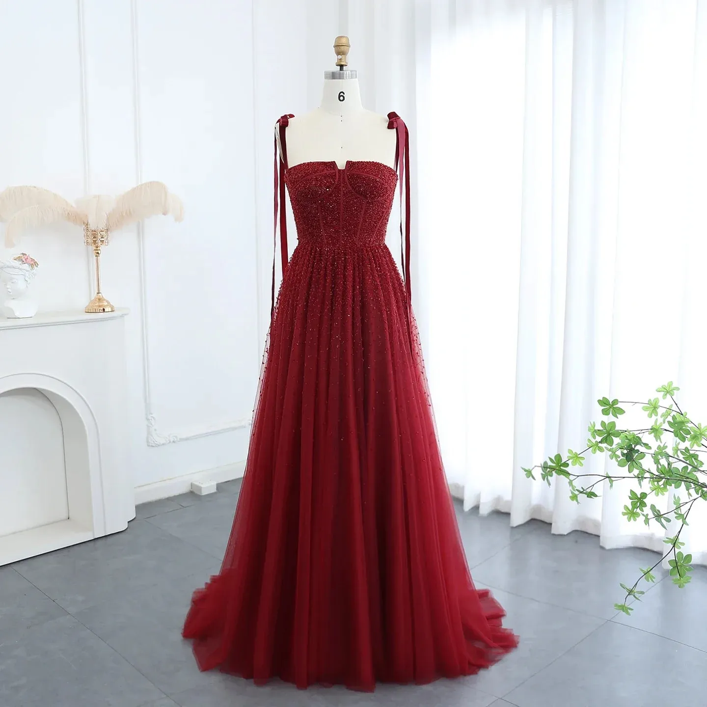 Sequined Beaded Evening Dresses with Straps