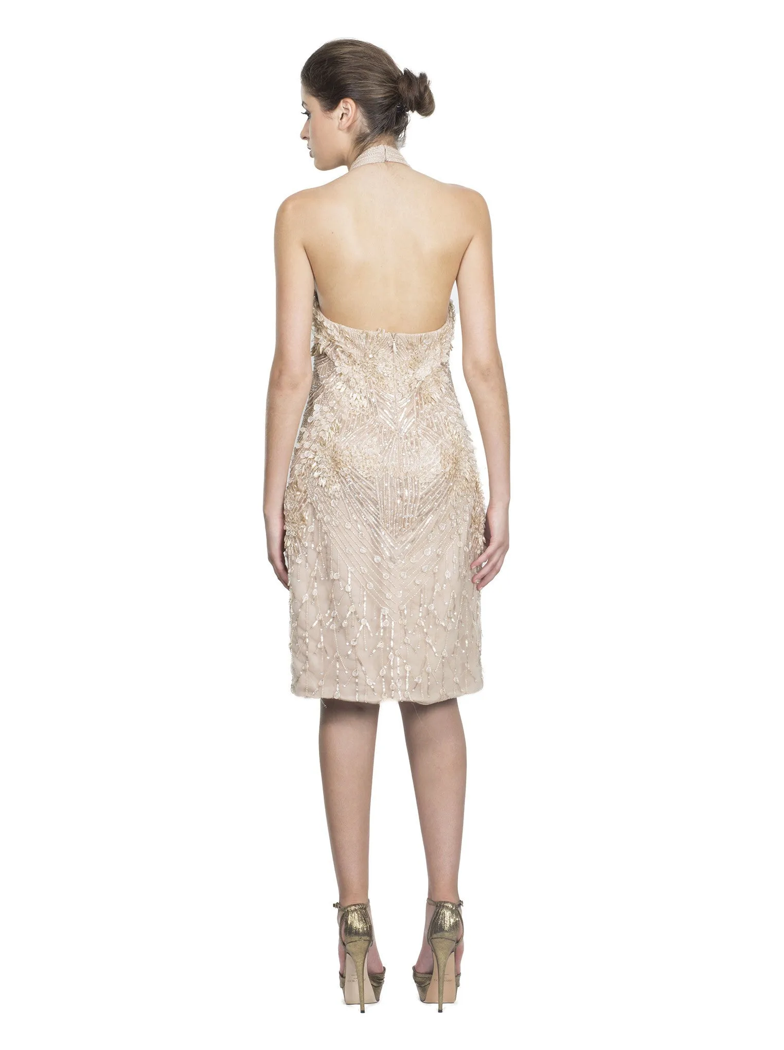 Sequined Halter Dress - Cameo