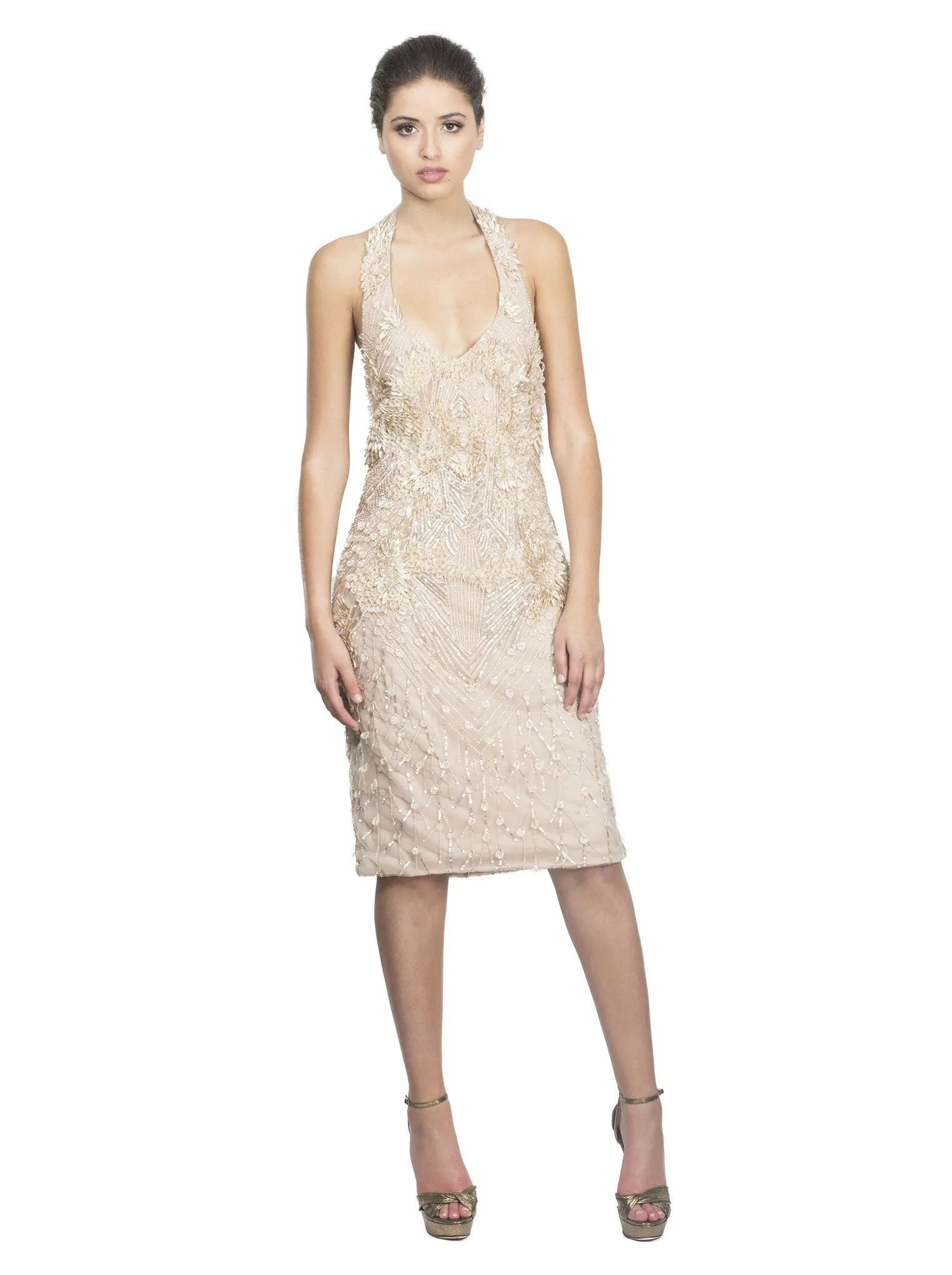 Sequined Halter Dress - Cameo
