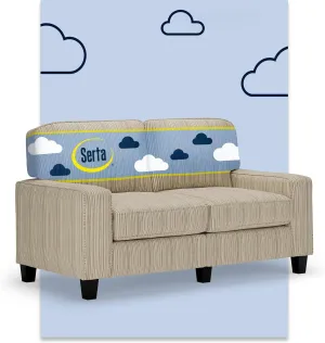Serta Palisades 61" Track Arm Sofa, Easy Care Polyester, Soft Pillow Back, Pocket Coil Seat Cushions, Removable Covers, Loveseat or Couch for Small Spaces, Living Rooms or Bedrooms, Beige