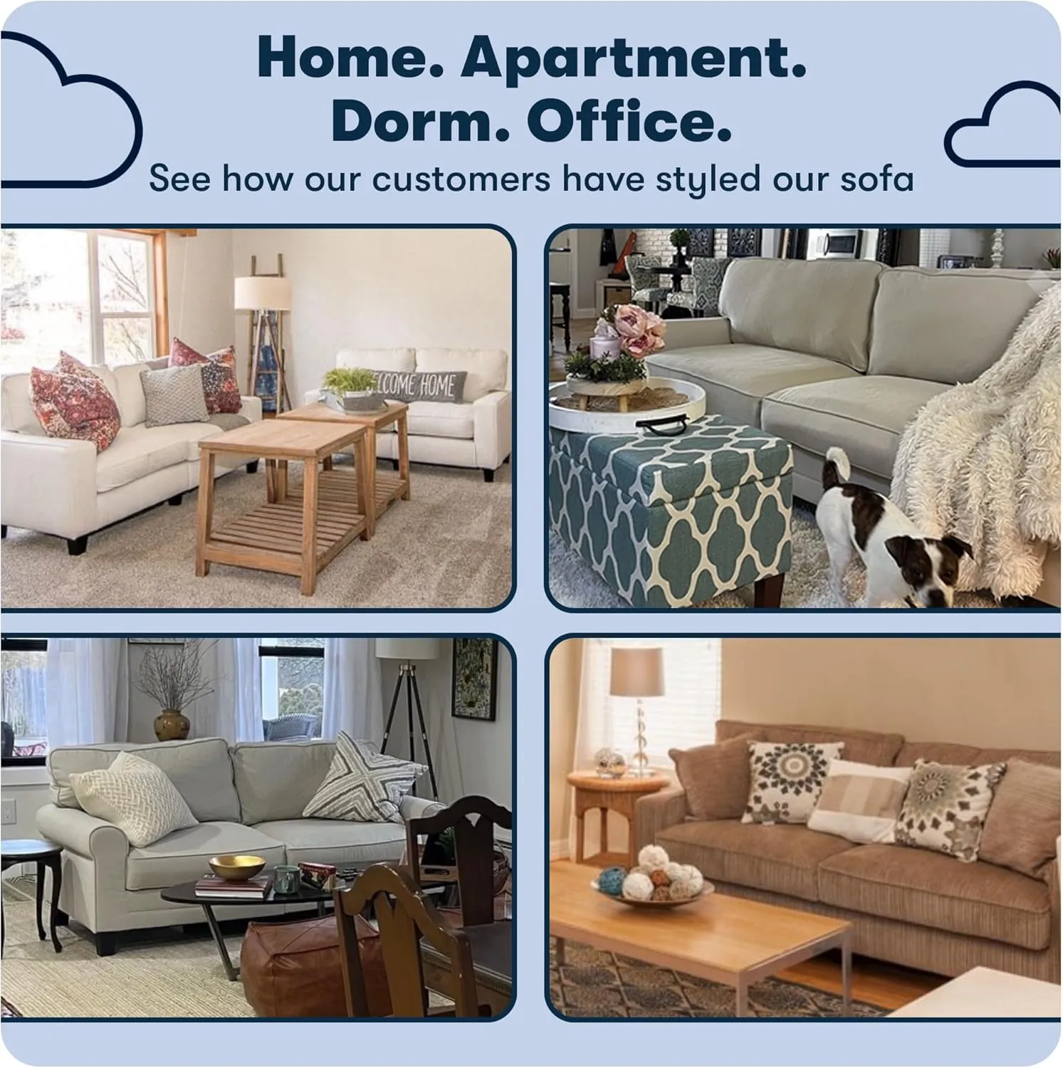 Serta Palisades 61" Track Arm Sofa, Easy Care Polyester, Soft Pillow Back, Pocket Coil Seat Cushions, Removable Covers, Loveseat or Couch for Small Spaces, Living Rooms or Bedrooms, Beige
