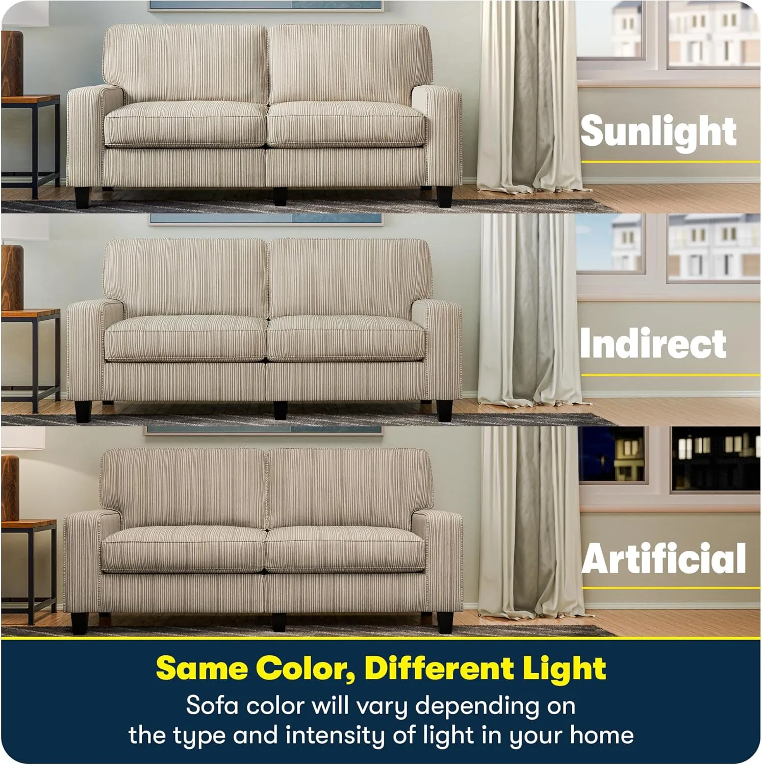 Serta Palisades 61" Track Arm Sofa, Easy Care Polyester, Soft Pillow Back, Pocket Coil Seat Cushions, Removable Covers, Loveseat or Couch for Small Spaces, Living Rooms or Bedrooms, Beige