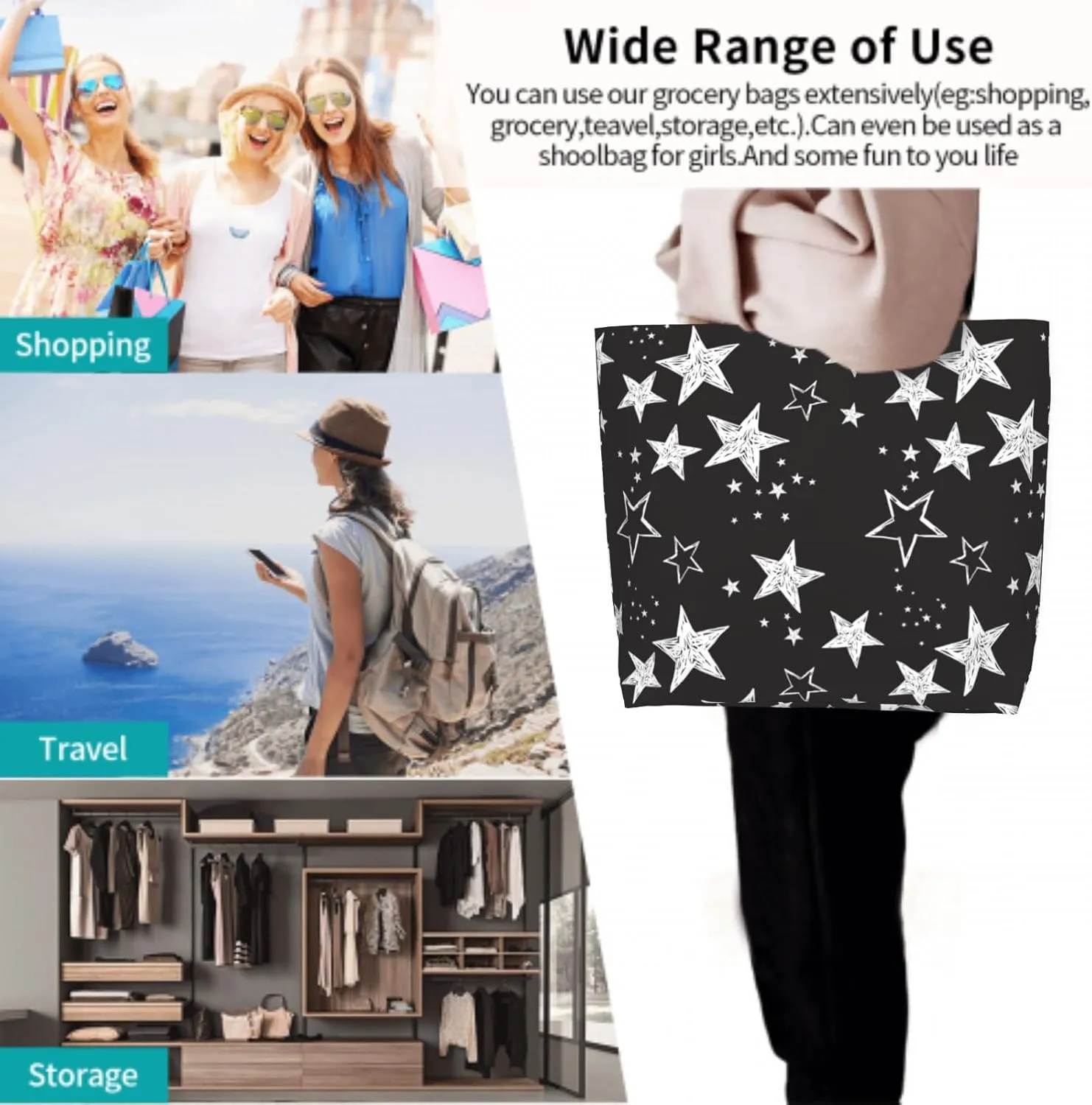 Shoulder Bag Large Reusable Eco-friendly Shopping Bags Portable Storage Handbag