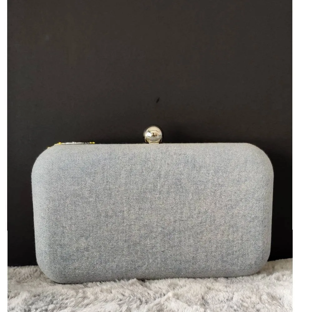 Silver Beaded Clutch, Party Purse Indian Zardozi Clutch Sling, Wedding Bridal Bag, Embellished Embroidered Evening Clutch, Gift