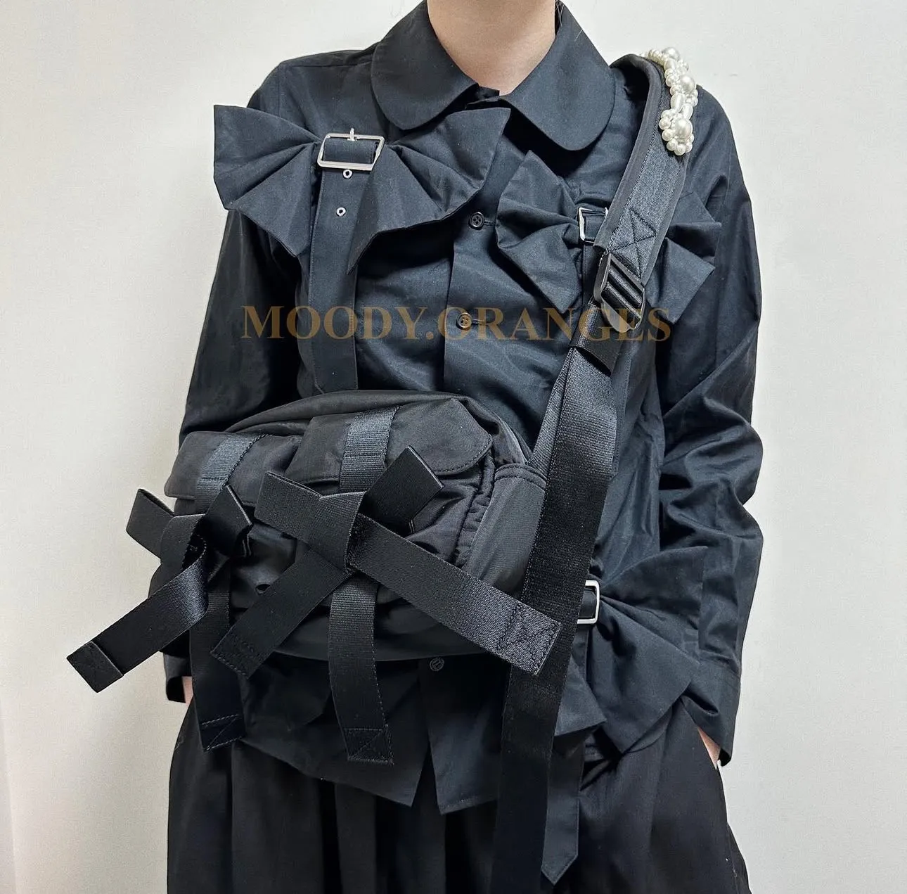 Simone Rocha Black Beaded Classic Bow Bag