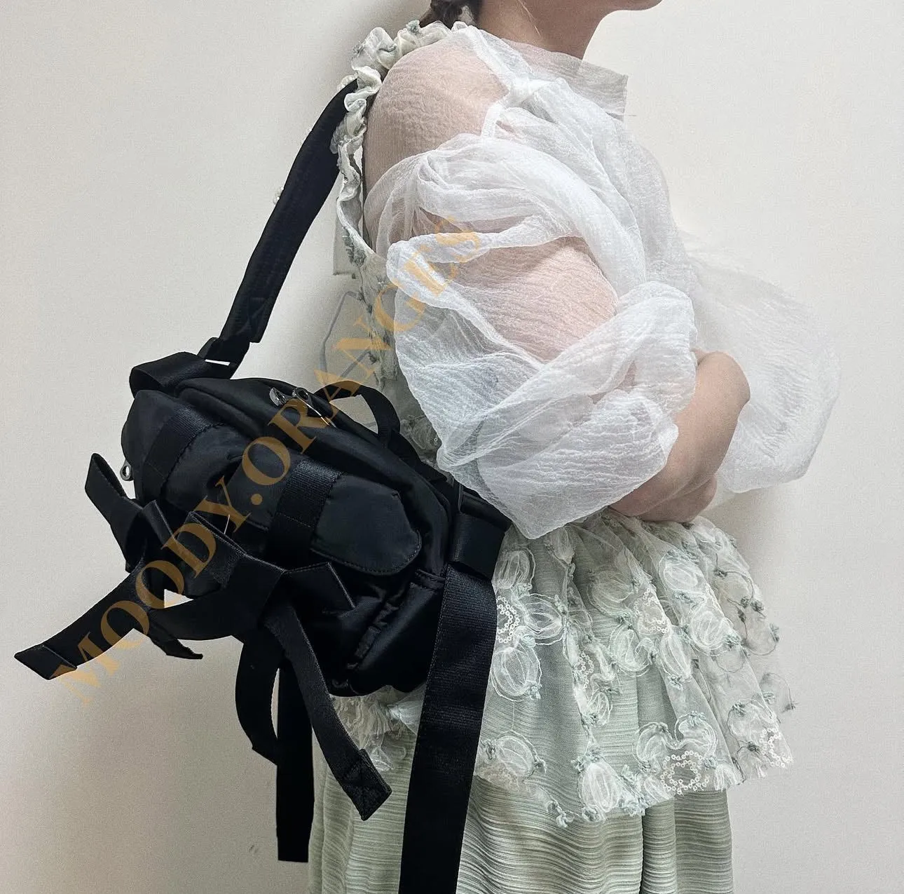 Simone Rocha Black Beaded Classic Bow Bag