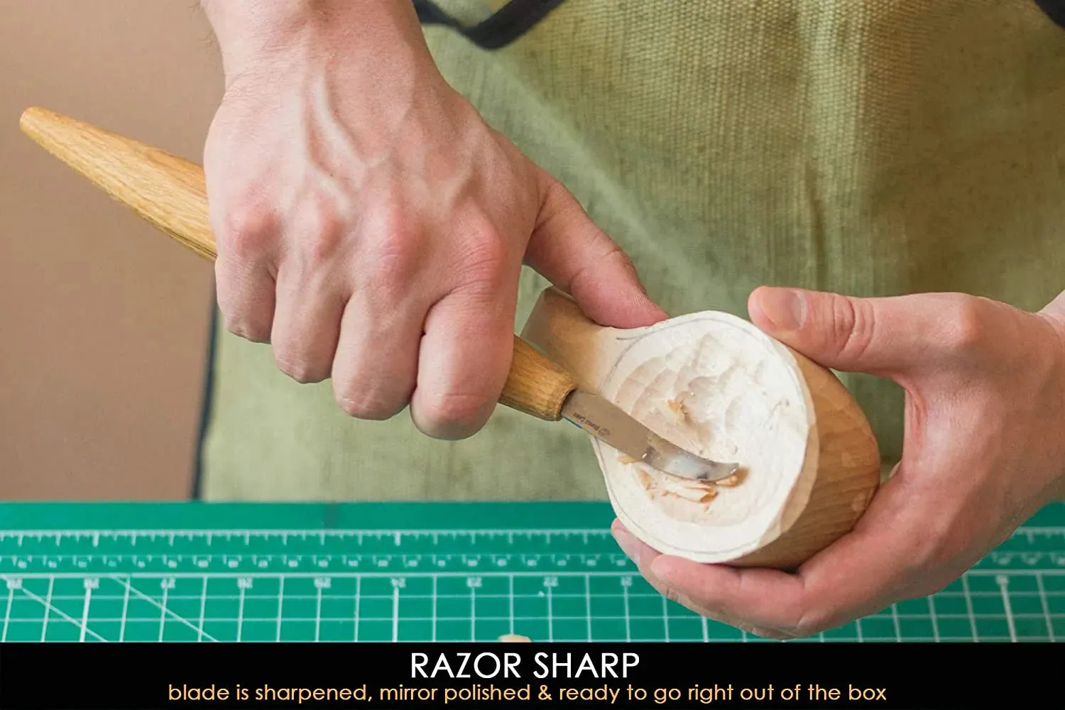 SK4S – Open Curve Spoon Carving Knife with Leather Sheath