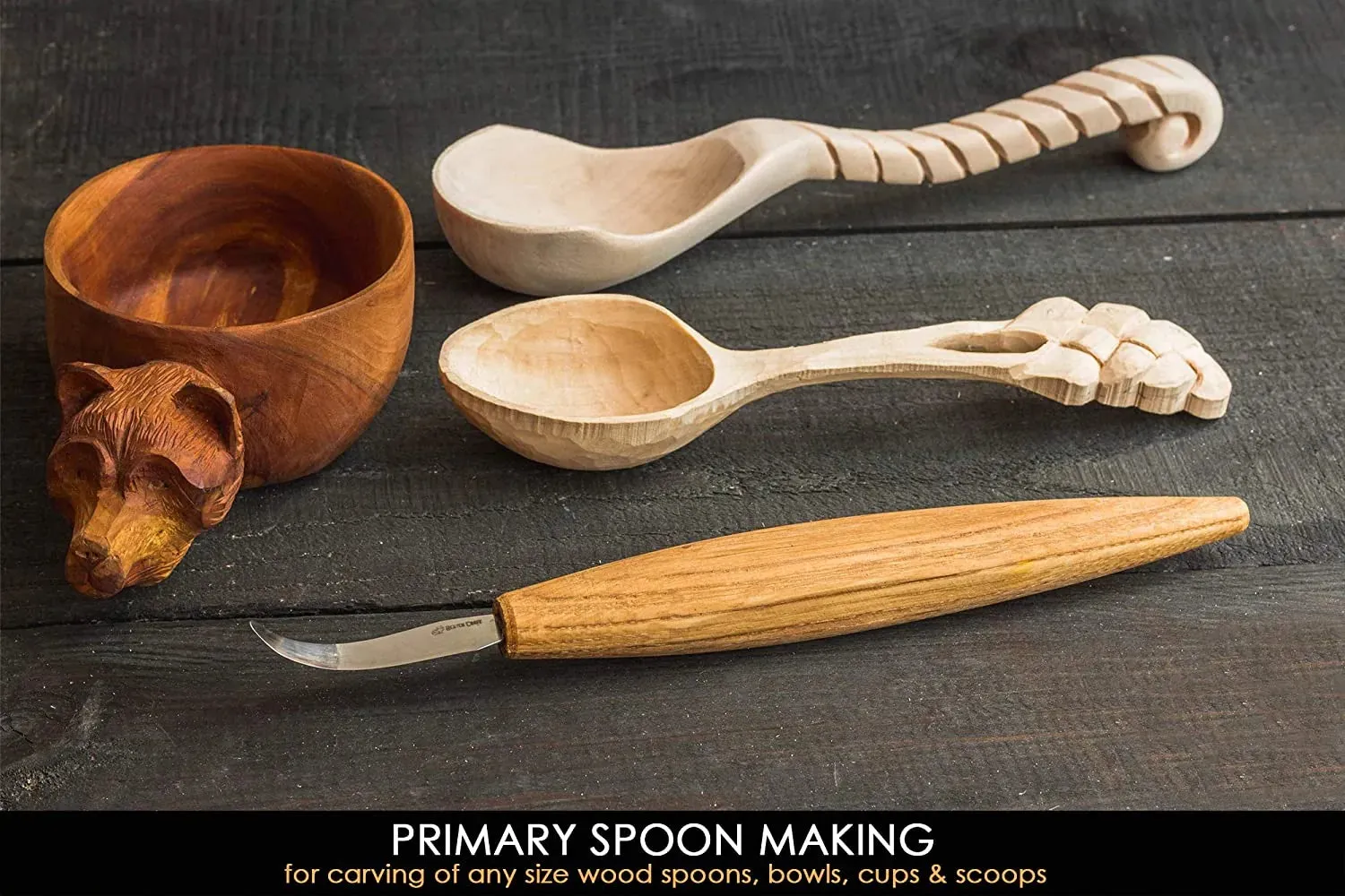 SK4S – Open Curve Spoon Carving Knife with Leather Sheath