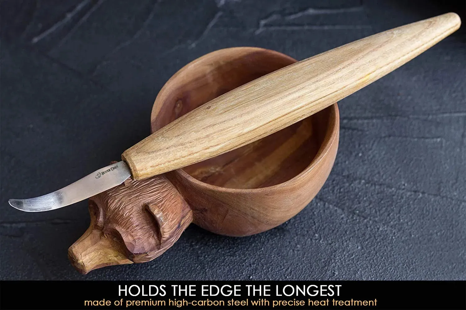 SK4S – Open Curve Spoon Carving Knife with Leather Sheath