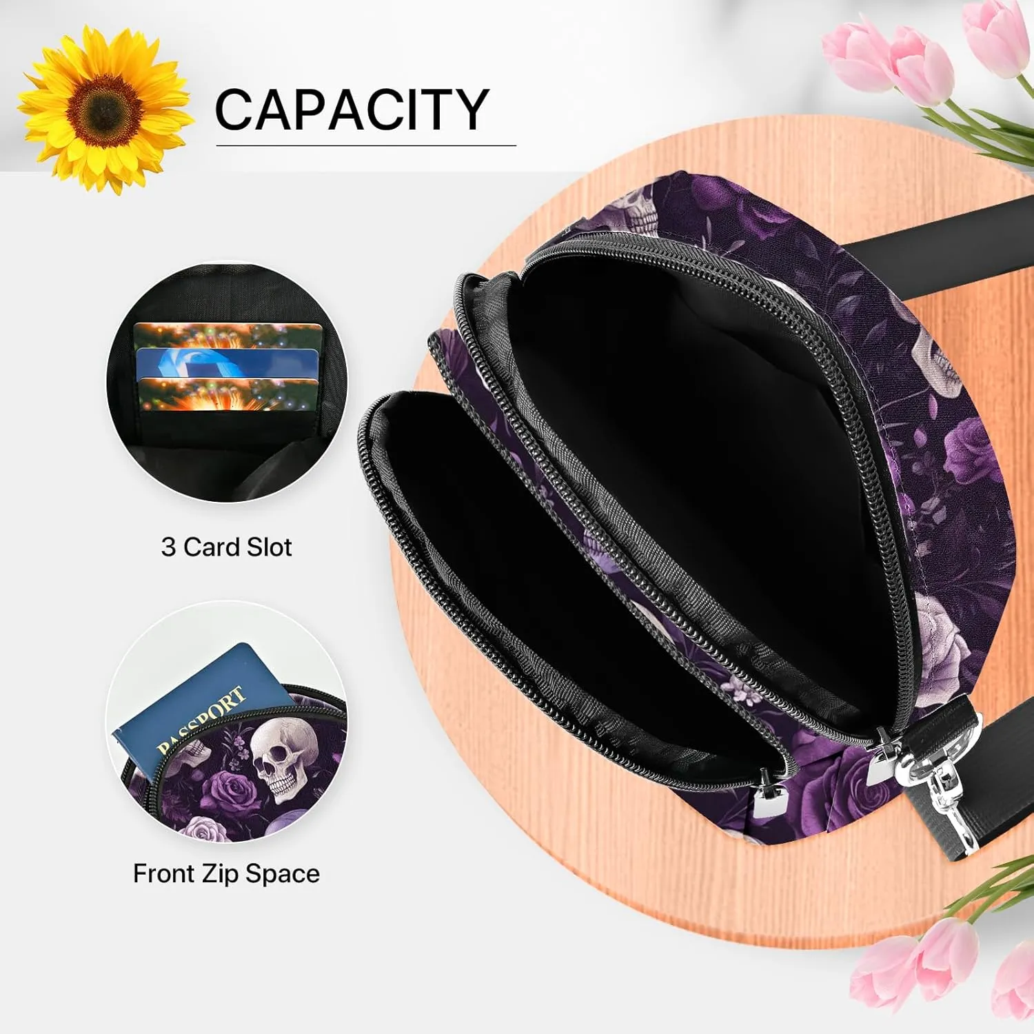 Skull Crossbody Purse for Women Casual Cell Phone Bag Waterproof Shoulder Bags Travel